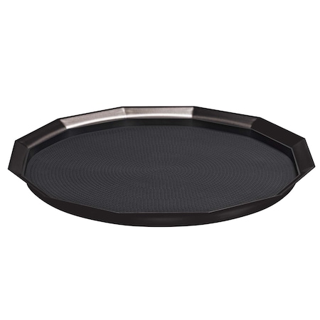 Service Ideas Paneled Tray with Removable Insert, 14"diameter, Stainless Steel, Black Onyx TRPN1614RIBSBX